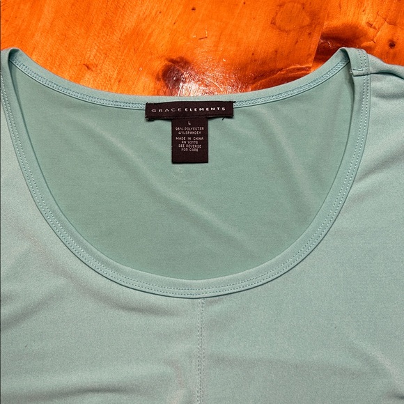 Grace Elements Aqua 3/4 Bell Sleeve Scoop Neck Tie Front Size Large - Picture 3 of 8